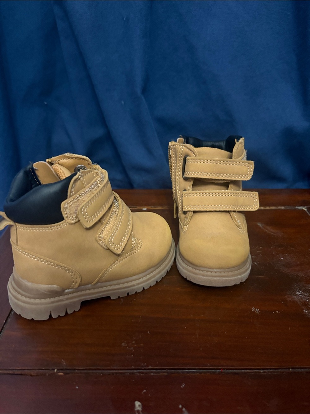 wonder nation Tan Dual-Velcro Kids Combat Boots